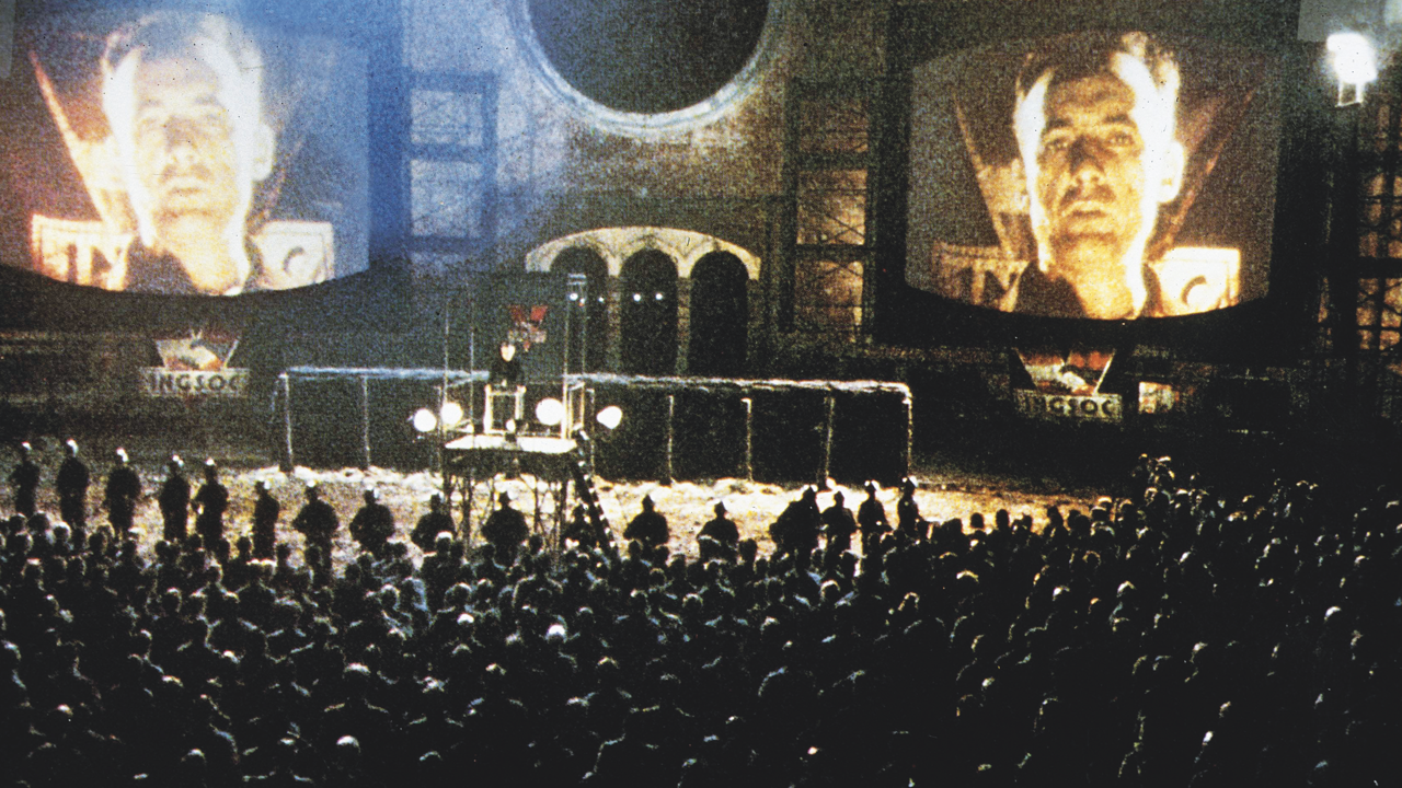 A still from the film 1984, released in 1984 and starring John Hurt and Richard Burton.
