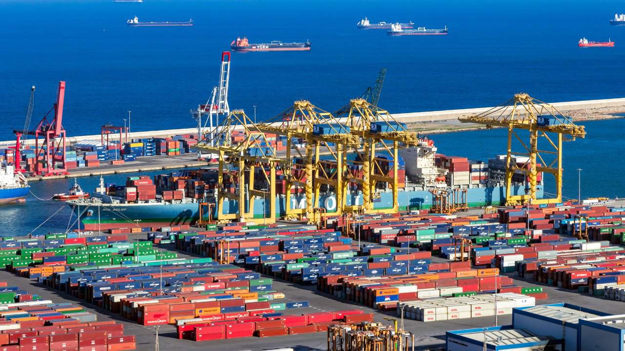 Cargo ship in the port of Barcelona