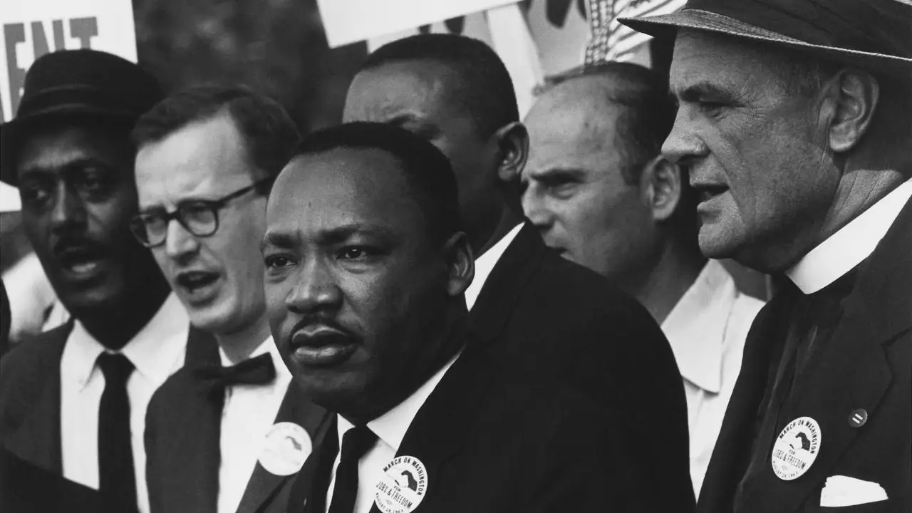 Martin Luther King, Jr  y Mathew Ahmann in the Civil Rights March on Washington.