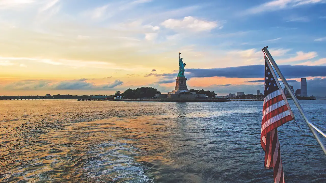 A view of New York’s Staten Island and the Statue of Liberty