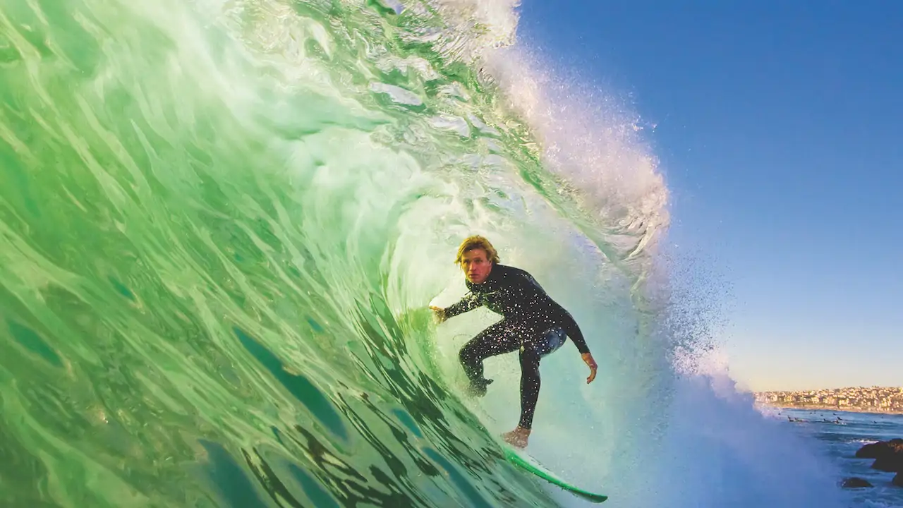 Surfing in the ‘barrel’ of a wave